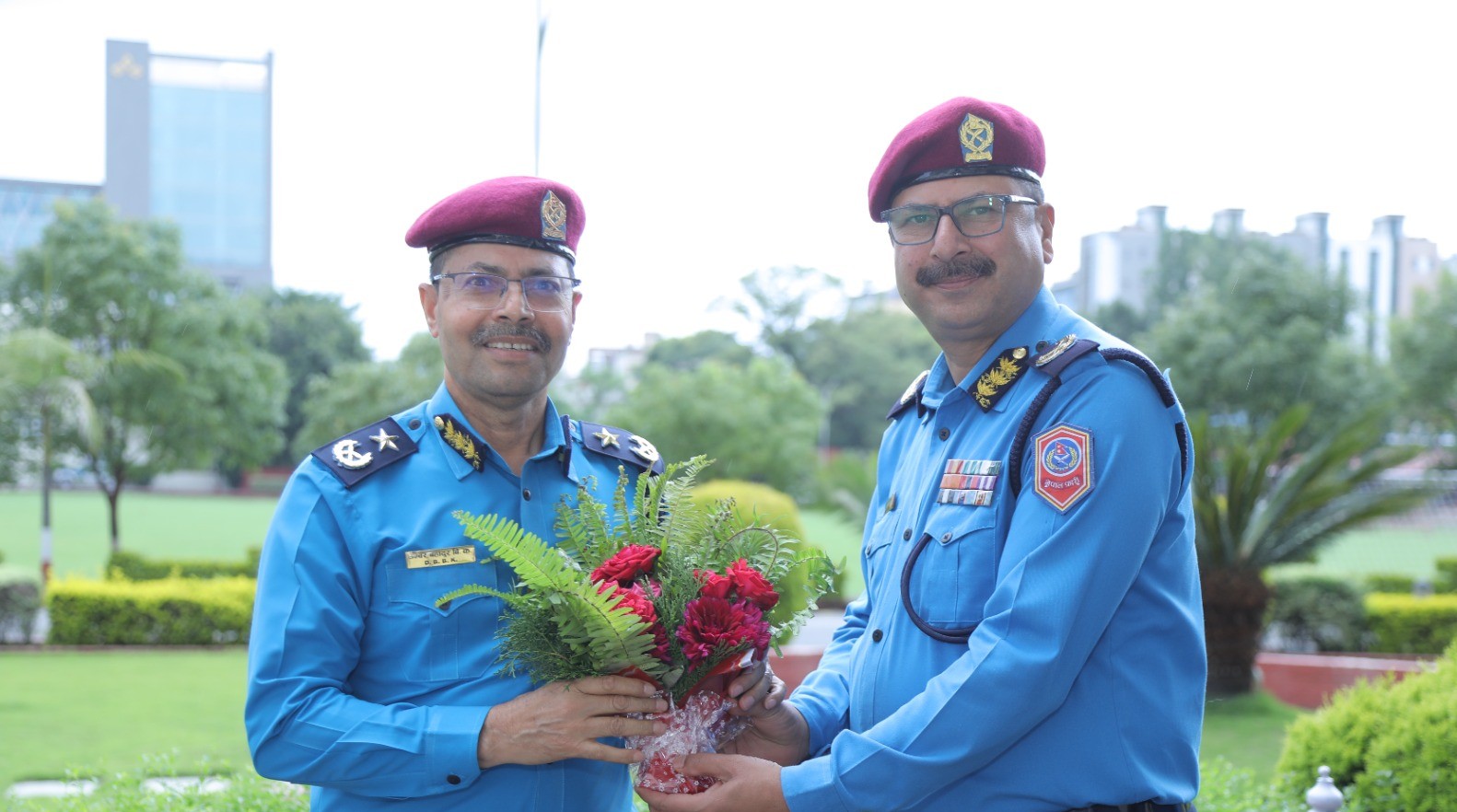 मिति २०८३।०३।१९ गते नेपाल प्रहरी प्रधान कार्यालय, प्रशासन विभाग, नक्सालमा श्रद्धेय श्रीमान् प्रहरी अतिरिक्त महानिरीक्षक डम्बर बहादुर बि.क.ज्यूलाई स्वागत गर्नुहुँदै ।